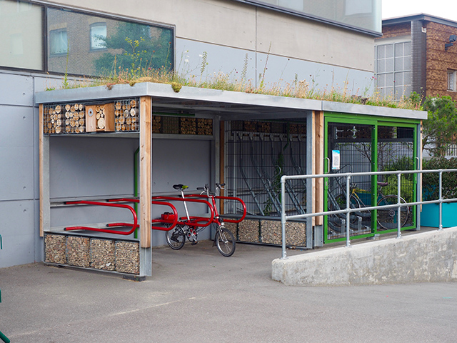 OLYMPUS DIGITAL CAMERA Strong and robust green roof cycle shelters
