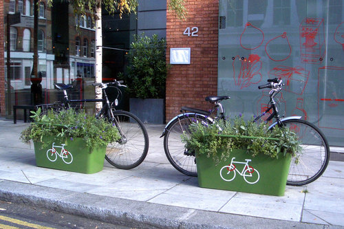 plantlock_at_work PlantLocks for secure bicycle parking.